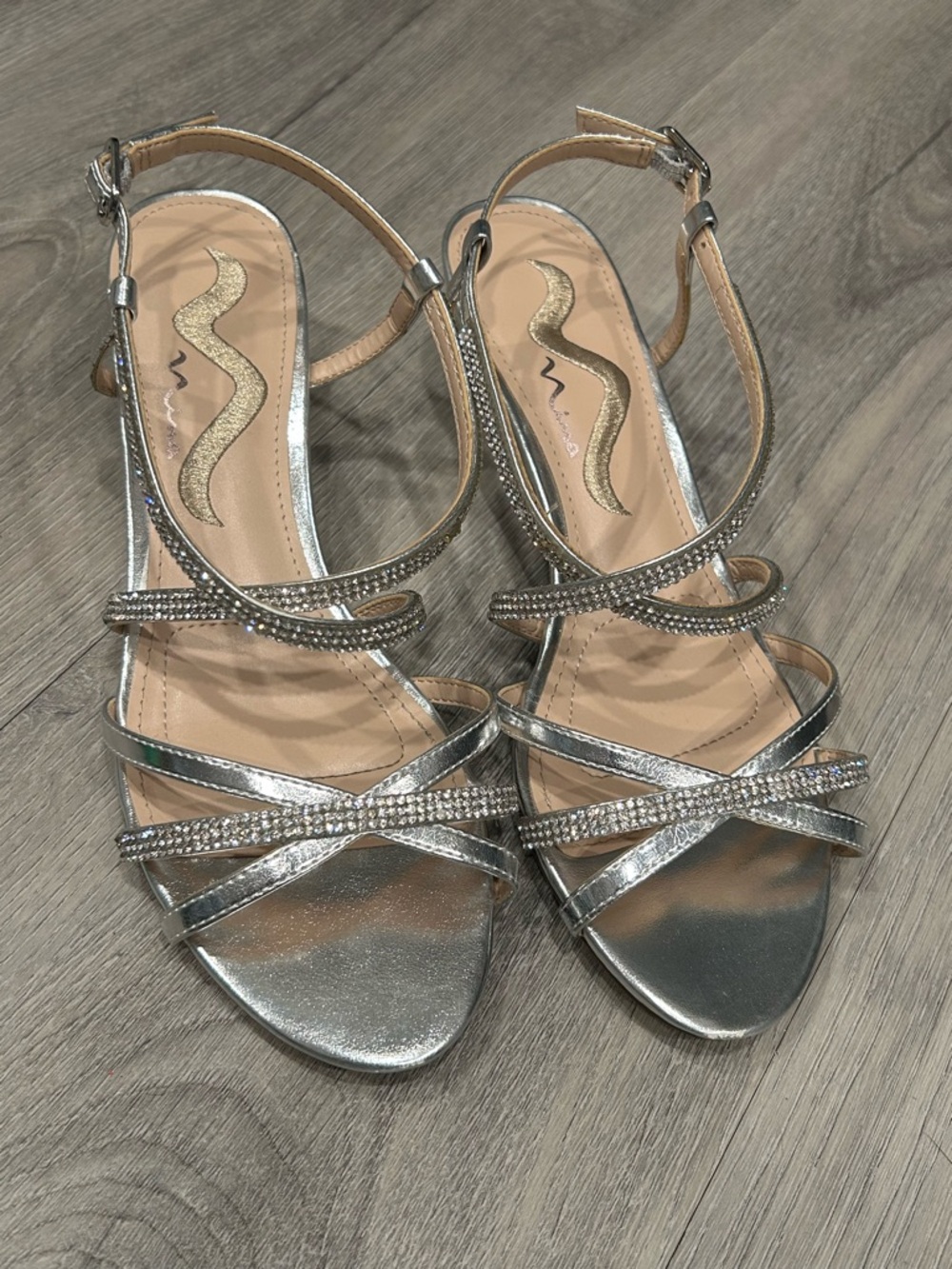 Nina Silver Rhinestone Strappy Heels
